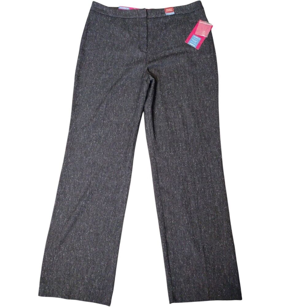 212 Collection Secretly Slimming Classic Fit Straight Black Pants Size16........